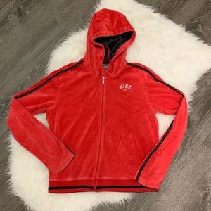 Nike Hooded Jacket Long Sleeve Red Zipper